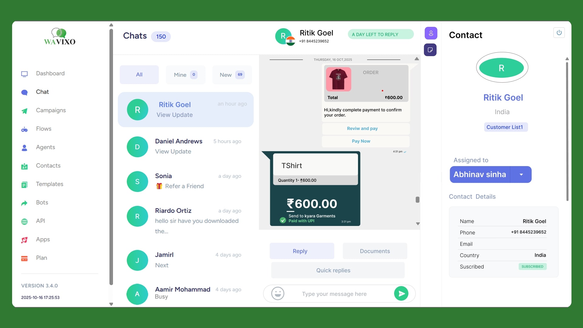 WhatsApp chatbot automation feature